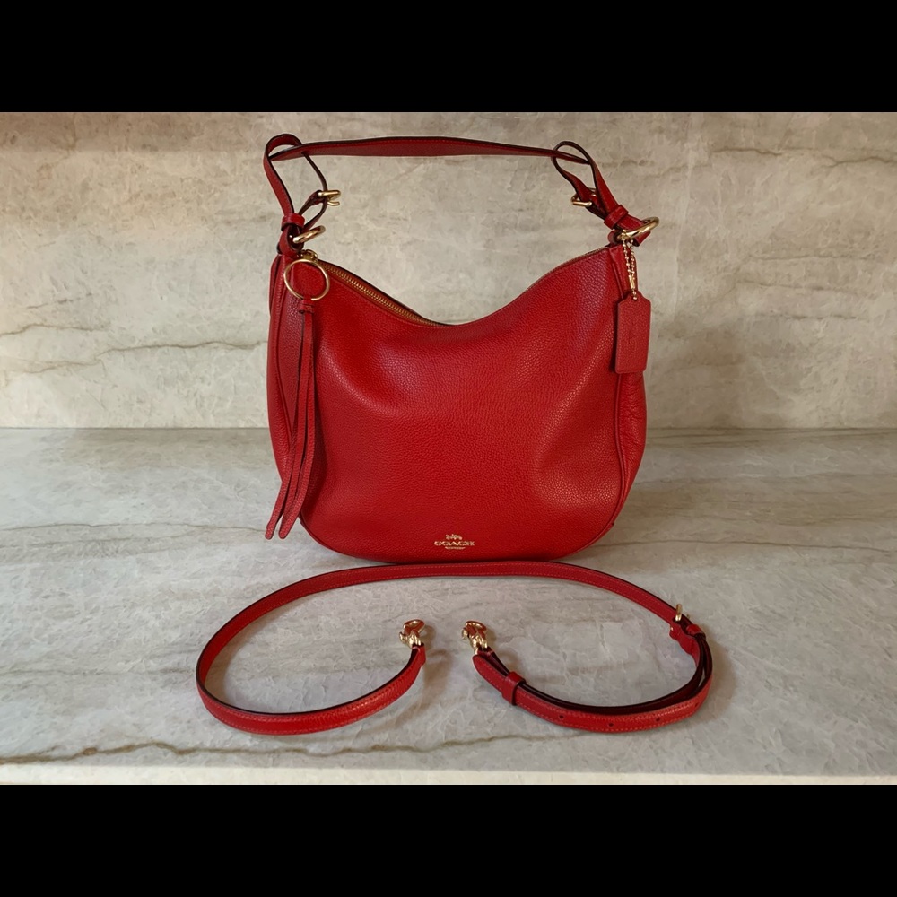 Coach Red Pebble Leather Handbag